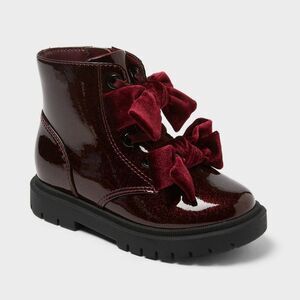 Cat & Jack - Toddler Estes Shimmer Combat Boots - Cat & Jack Bu Burgundy